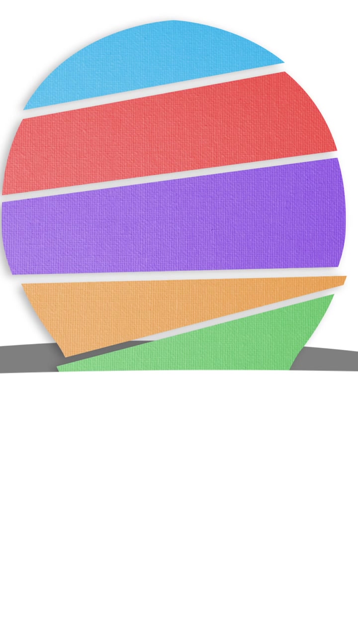 Animation of circle made of colourful pieces on white background