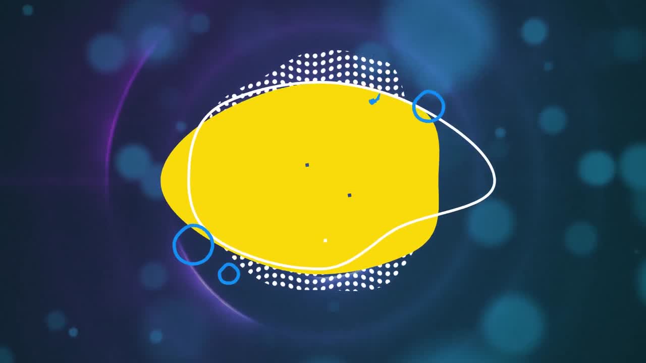 animación de formas en movimiento y puntos de luz en fondo negro