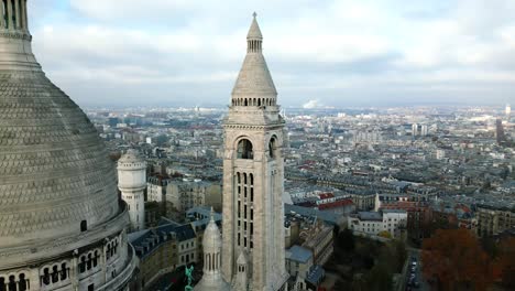 Flying-over-dome-of-Basilica-of-Sacred-Heart-of-Paris