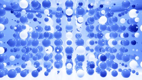 abstract 4k background of spheres in shades of blue. balls like leds hang in air and light up and go out. bright stylish background