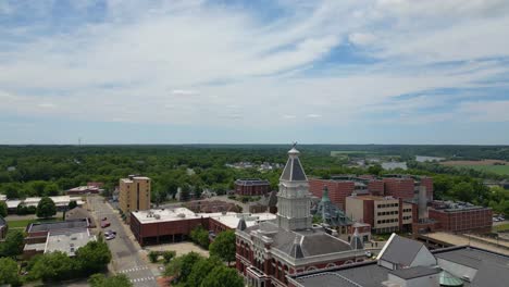 aerial footage of courthouse in downtown clarksville tennessee