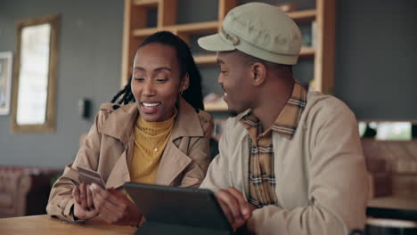 Man,-woman-and-online-shopping-on-tablet