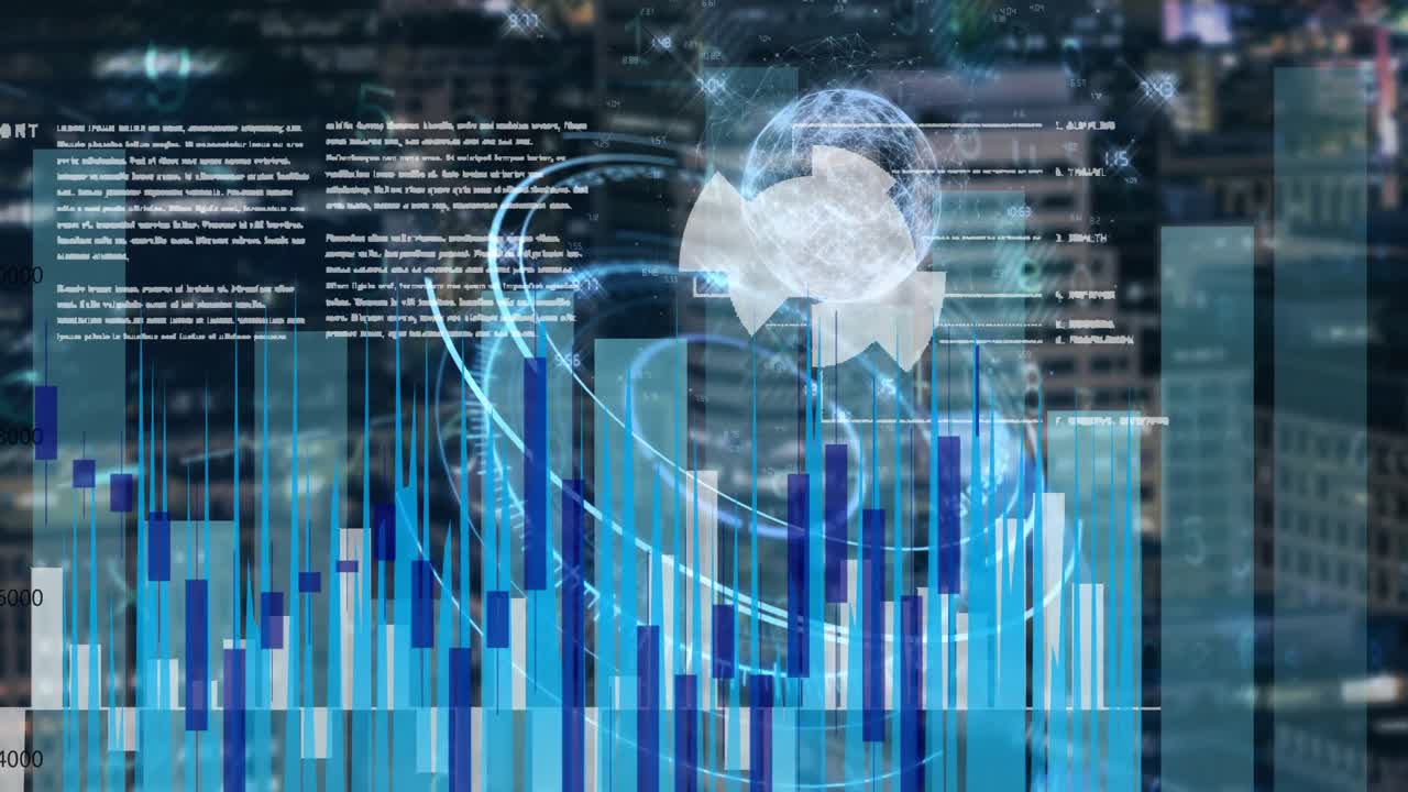 도시 풍경에 대한 데이터 처리 및 통계 기록의 애니메이션