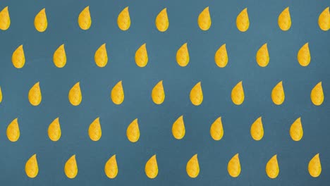 animación de filas de hojas amarillas de otoño sobre fondo azul