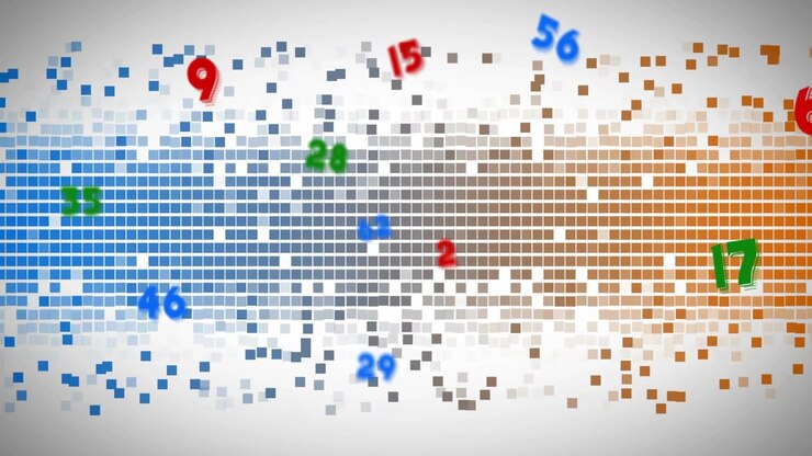 On play mosaic shifting horizontal blue orange while numbers popping, tiles scattering showing data