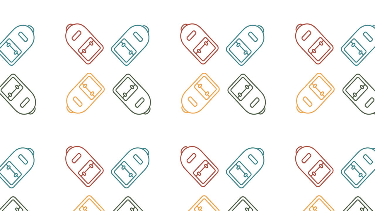 Animation of school items icons moving on white background