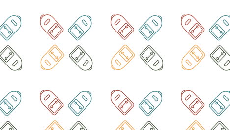 animación de los iconos de los artículos escolares que se mueven sobre un fondo blanco