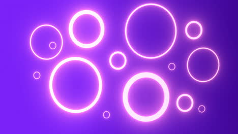 pulsating pink neon rings in various sizes glowing on purple background