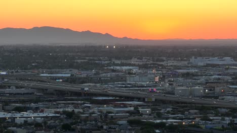 urban sprawl of phoenix, arizona at sunset