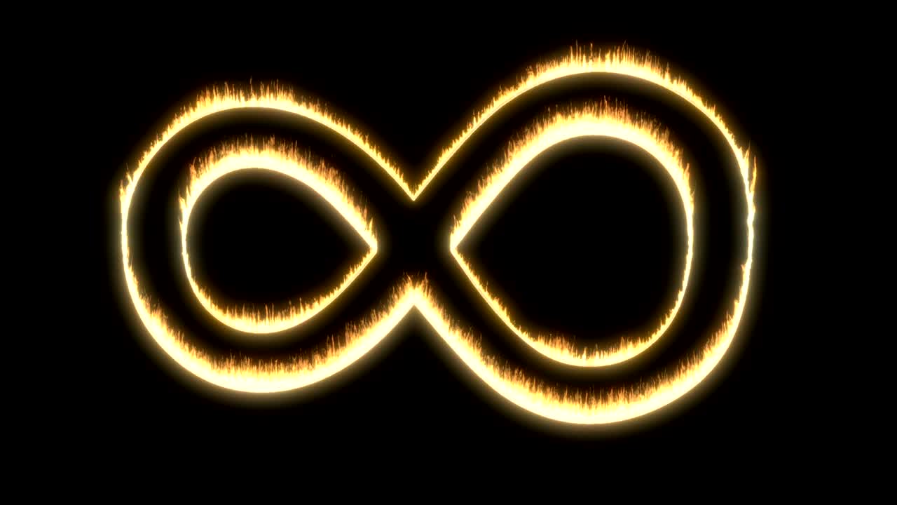 fantasía de fuego infinito con fuego dorado infinito en concepto de negocio negro anillo de brillo 4k