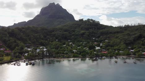 bora bora aerial rotates over picturesque tropical south seas island