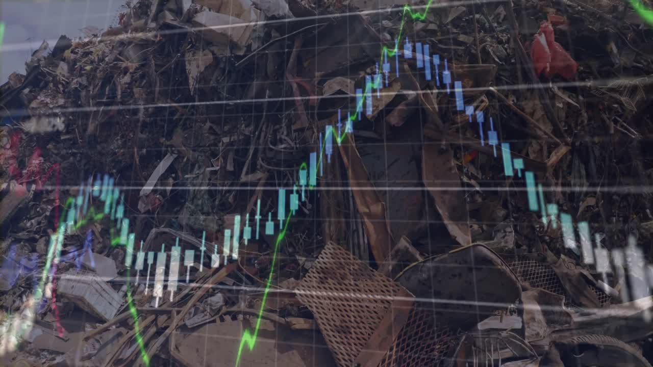 animación del procesamiento de datos sobre el vertedero de basura