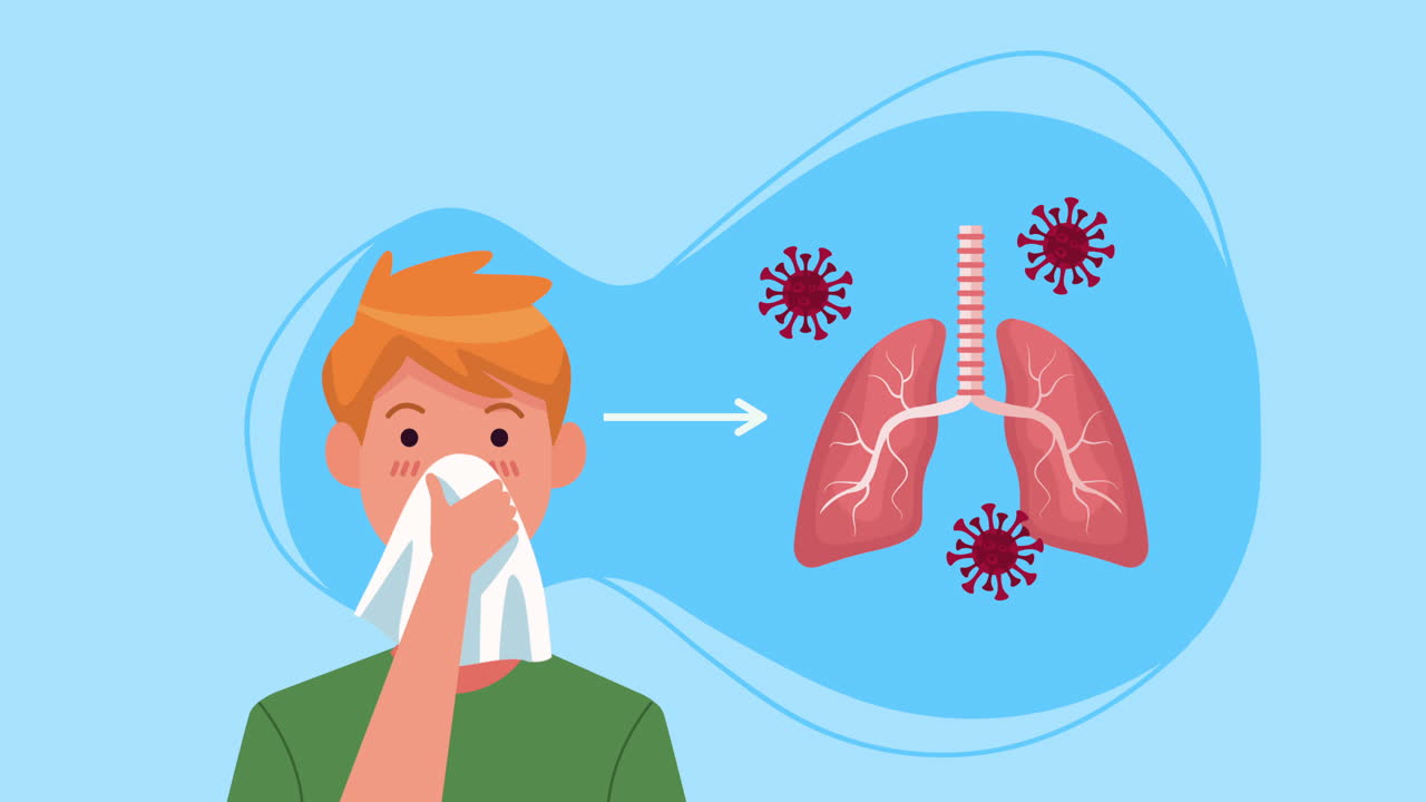 사회적 거리 두기 캠페인과 함께 아픈 사람