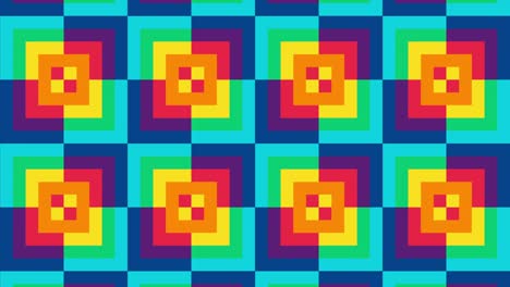 fondo arco iris en el patrón de líneas de gráficos de movimiento abstractos. mosaico geométrico simple con azulejos multicolores está animado en un bucle sin costuras