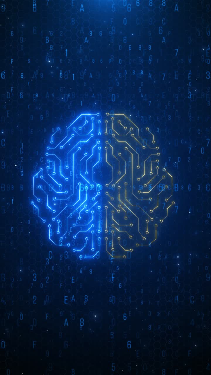 Futuristic ai chip artificial intelligence neural computing systems big data transmission background
