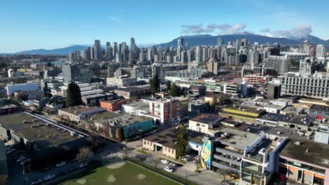 Downtown-Vancouver-High-rise-Buildings-And-Skyscrapers-From-Mount-Pleasant-In-BC,-Canada