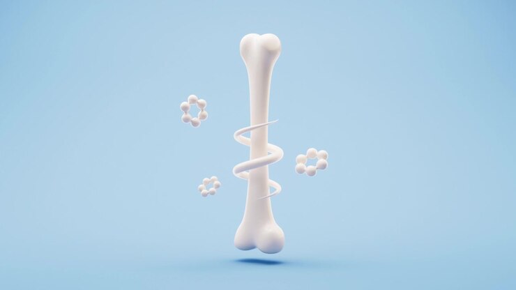 Anatomia biologica dello scheletro e salute ossea, rendering 3D