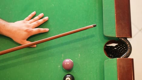 Billiard-attempt-missed-shot-top-down-view-white-cue-ball-and-number-four-and-eight