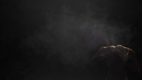 animation of zombie with smoke on black background