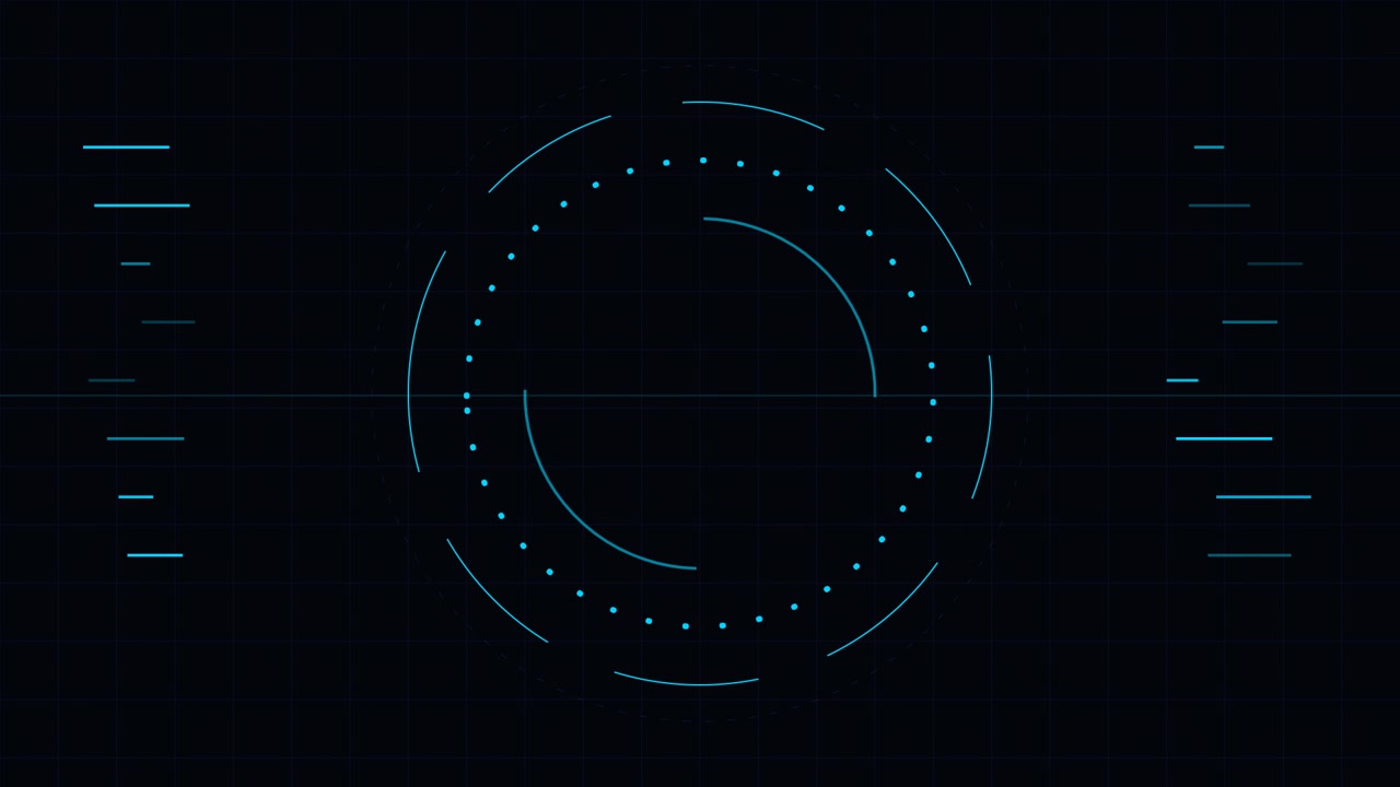 Futuristic Digital HUD Interface with Rotating Circular Elements