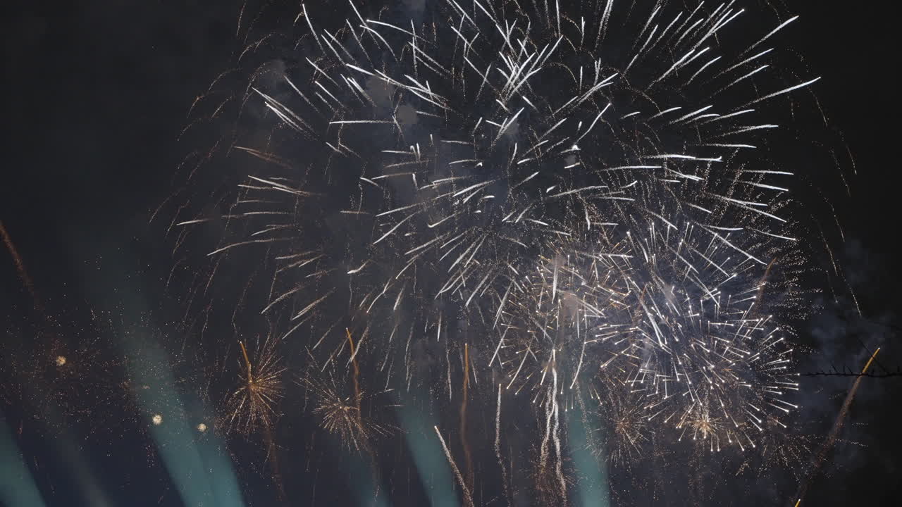 A beautiful finale of exploding fireworks in the sky