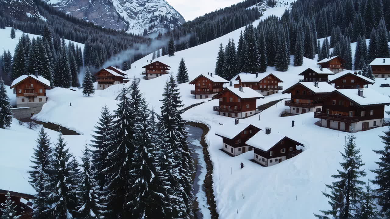 pueblo alpino nevado