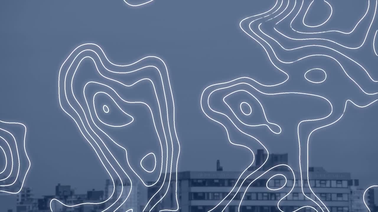 animación de líneas blancas sobre el paisaje urbano