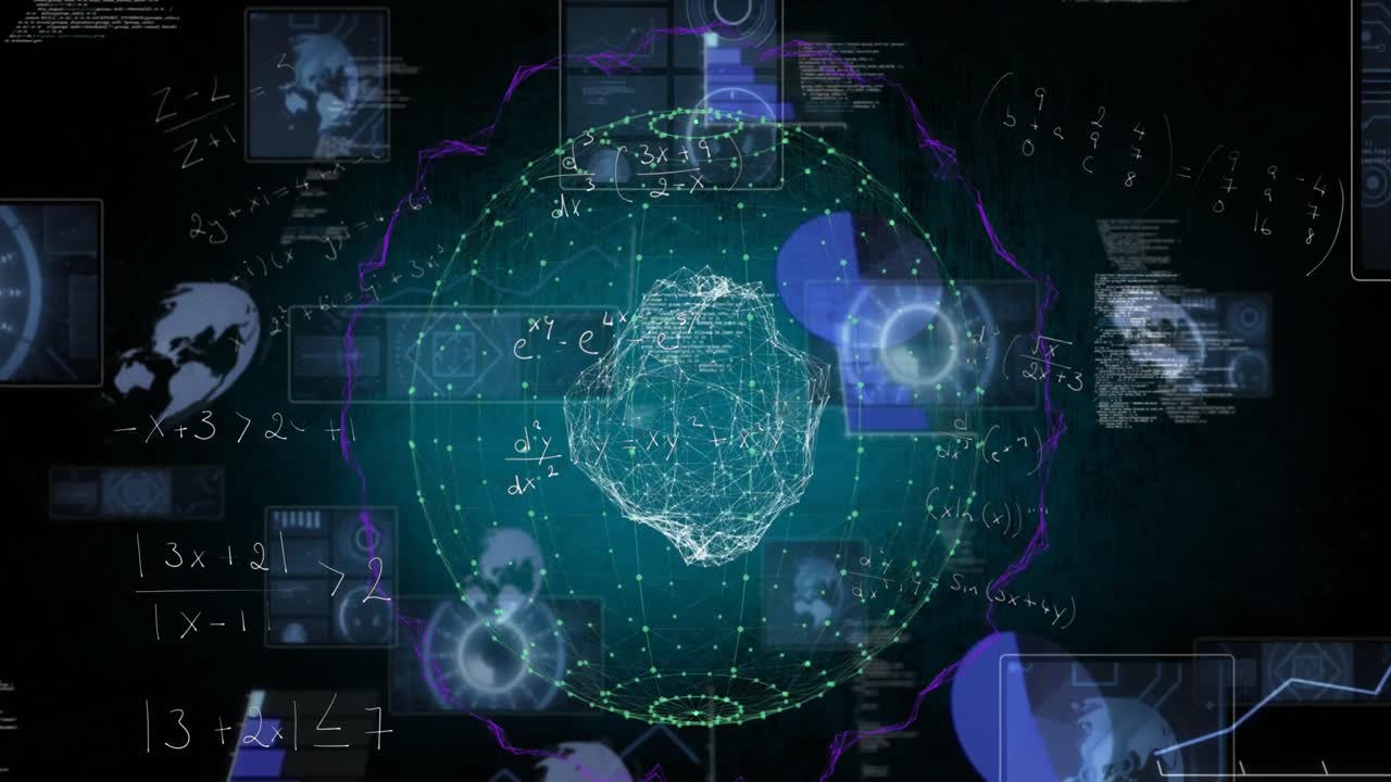 둥근 스캐너의 애니메이션, 회전하는 지구에 대한 수학적 방정식 및 데이터 처리