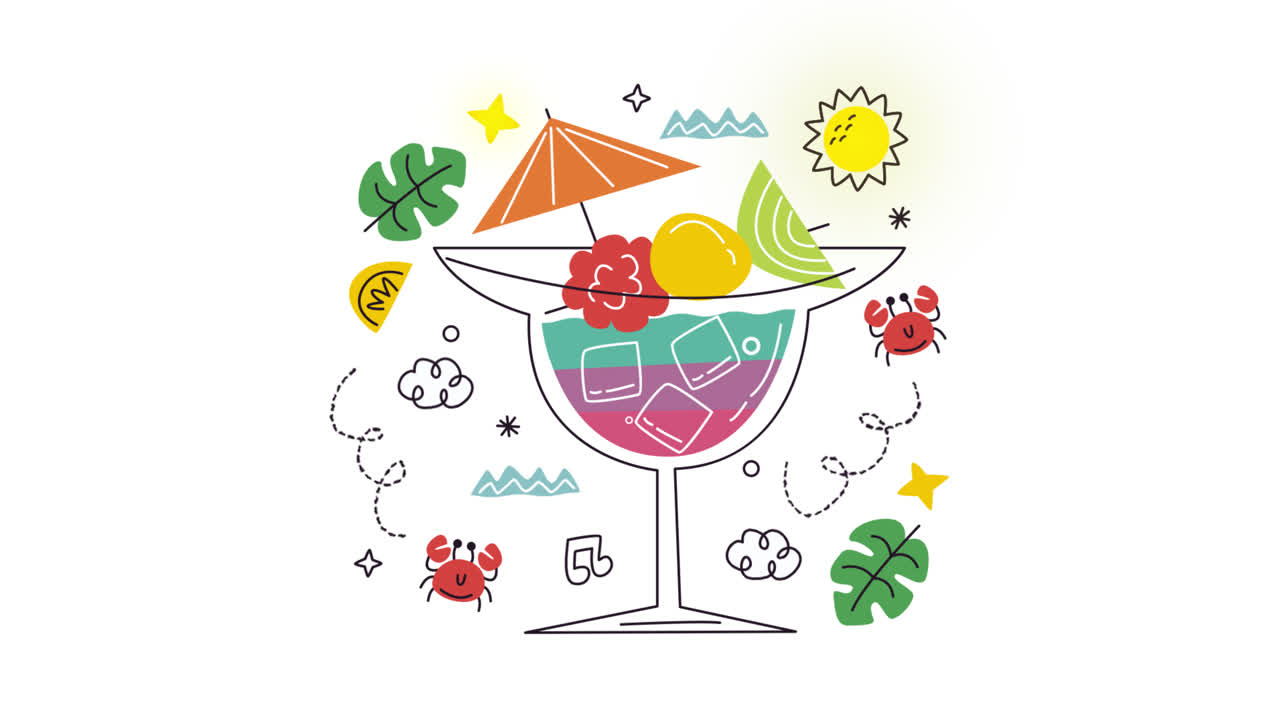 다채로운 여름 테일 일러스트레이션