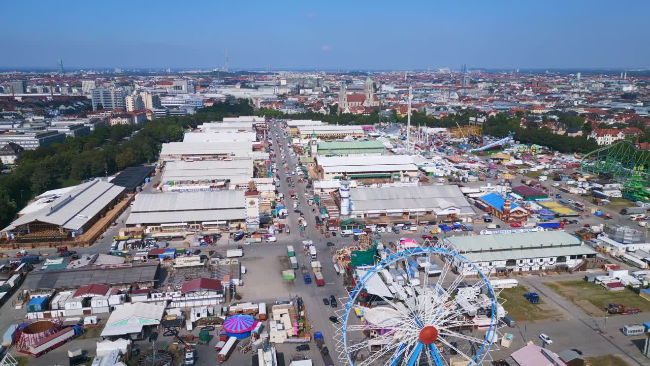 환상적인 상공 뷰 비행 theresienwiese 10월 축제, 개막 전  ⁇ 은 날