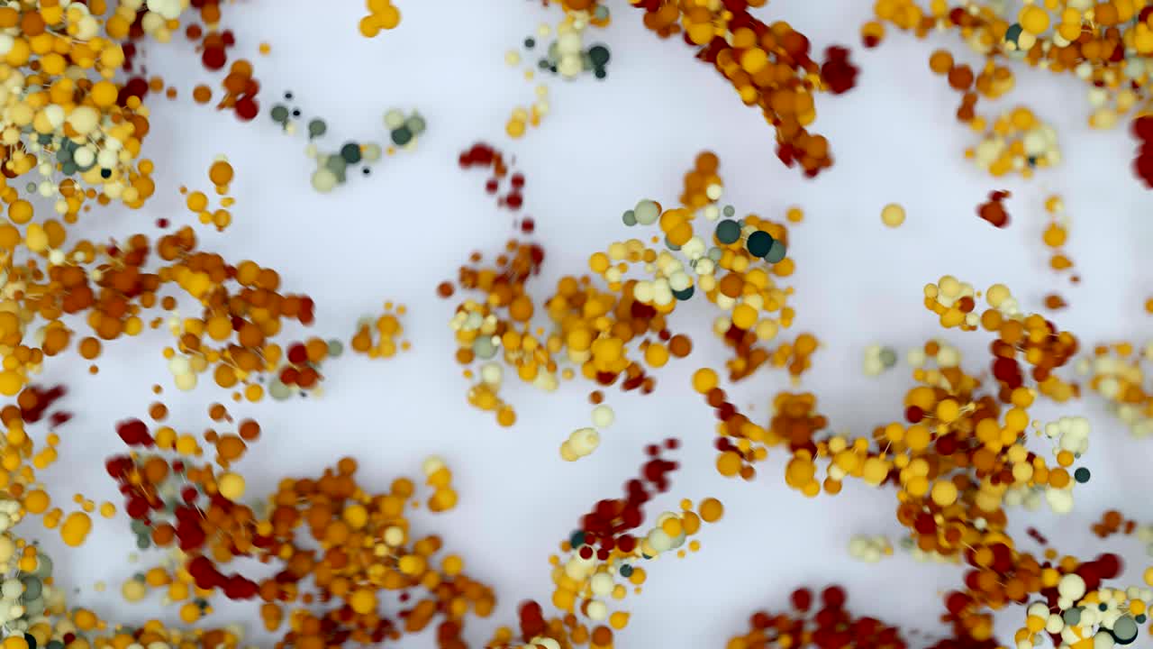 las moléculas cambian de color a medida que se unen y se mezclan.