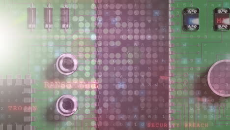 animation of data processing over computer circuit board