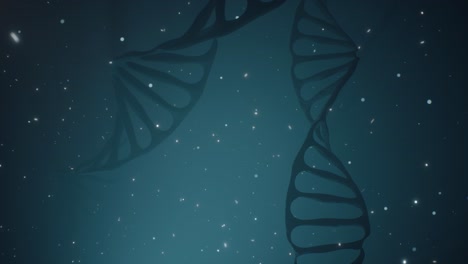animación renderizada en 3d de una molécula de adn giratoria en un fondo azul. concepto de genética