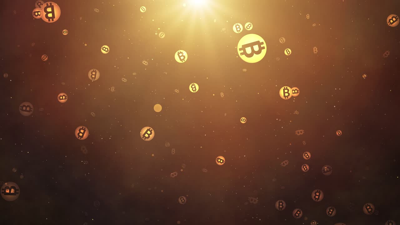 Glowing Bitcoin Crypto Coins in a Futuristic Digital Background Representing Blockchain and Decentralized Finance - High-Tech, Illuminated Cryptocurrency Concept"