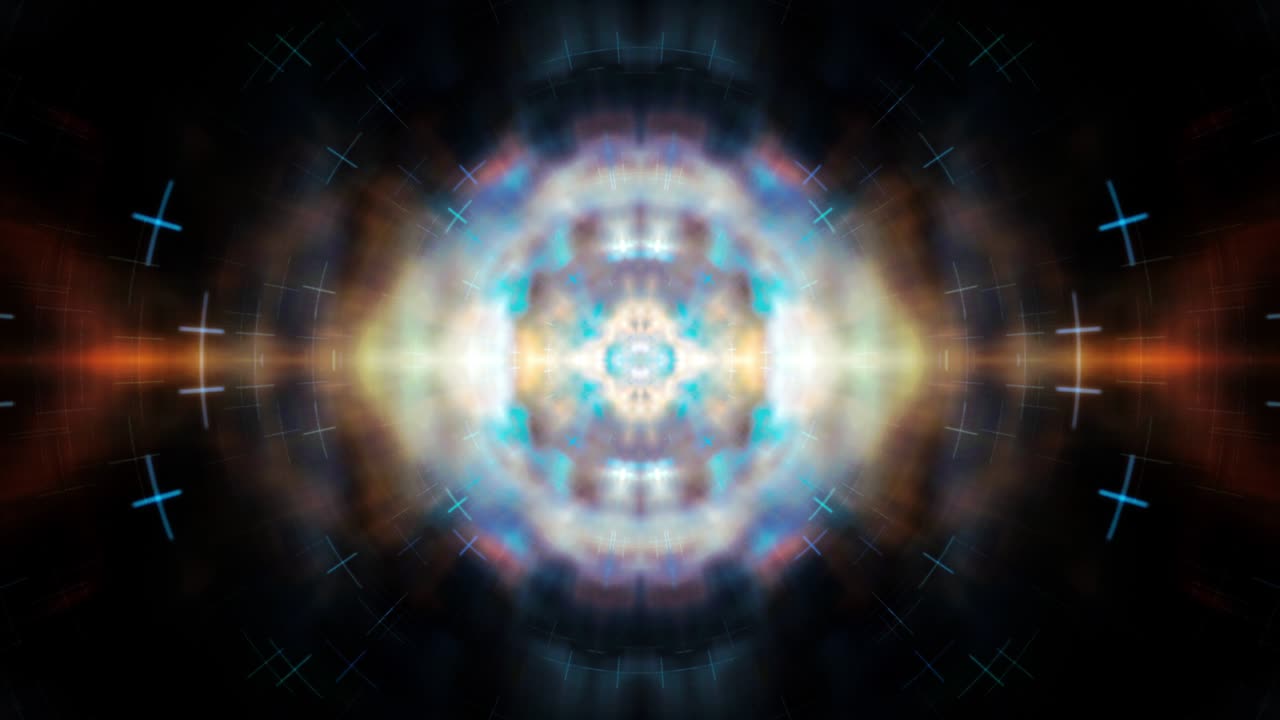 Abstract Multicolored Mandala Kaleidoscope seamless loop. 4K Psychedelic Trippy Futuristic Traditional Mandala Pattern for Consciousness Meditation Background Video Relaxing Ethnic Colorful pattern.