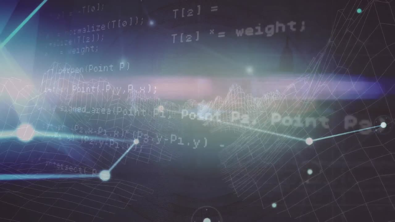 산 위의 아이콘으로 연결된 네트워크의 애니메이션