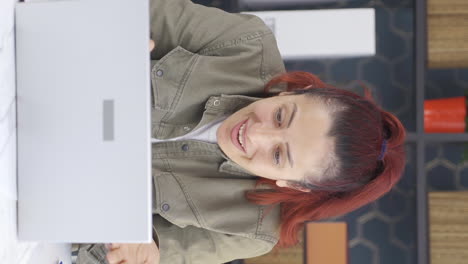 Vertical-video-of-Business-woman-positively-puzzled.