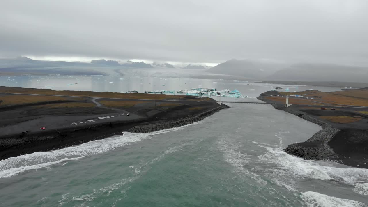 아이슬란드 의 빙하 호수 와 디몬드 해변 의 영상