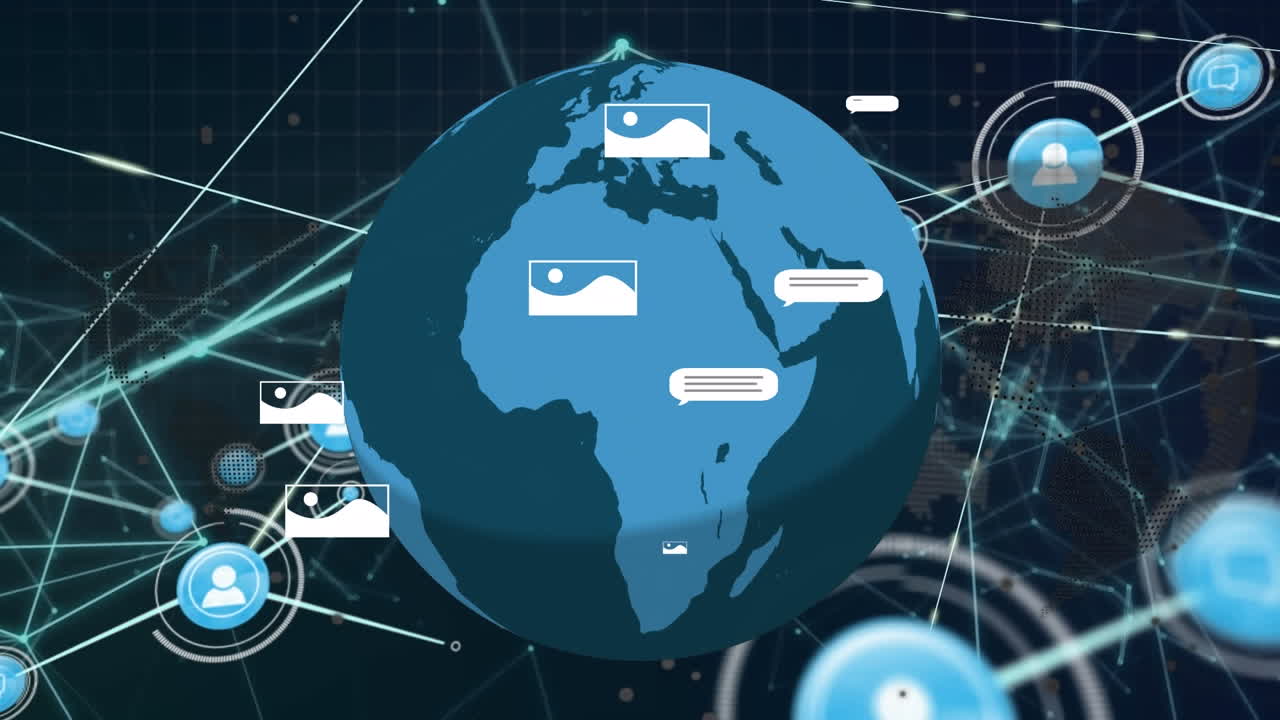 animación de texto de inteligencia artificial y procesamiento de datos en todo el mundo