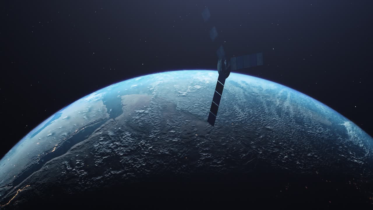 Satellite Of The Earth Orbiting In Outer Space - animation