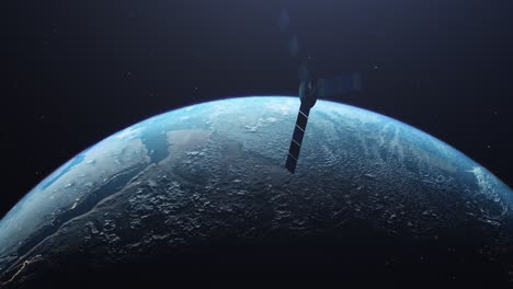 satélite de la tierra en órbita en el espacio ultraterrestre - animación