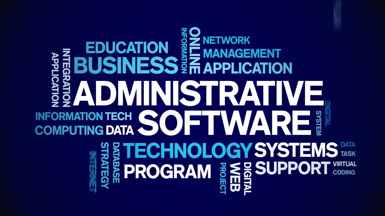 Administrative Software Animated Tag Word Cloud,Text Animation seamless loop.