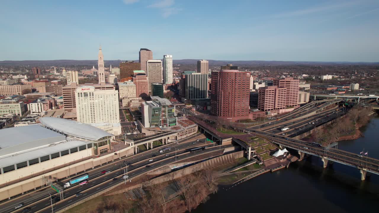 Hartford, Connecticut. 4K drone shot.