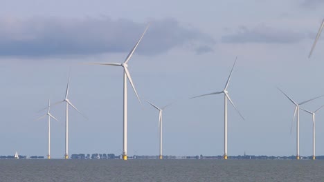 near shore wind turbines at fryslan wind farm