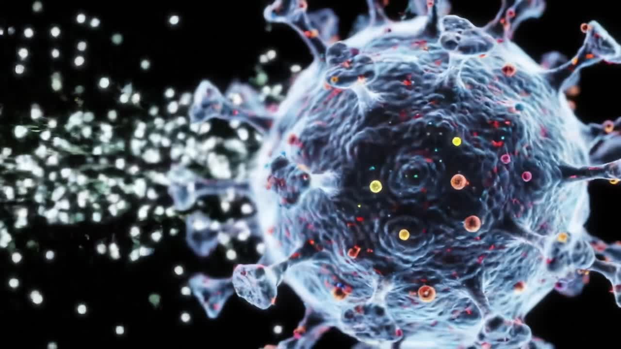 Detailed Visualization of a Virus: Exploring the Complex Structure and Characteristics of a Microscopic Pathogen through Dynamic Animation