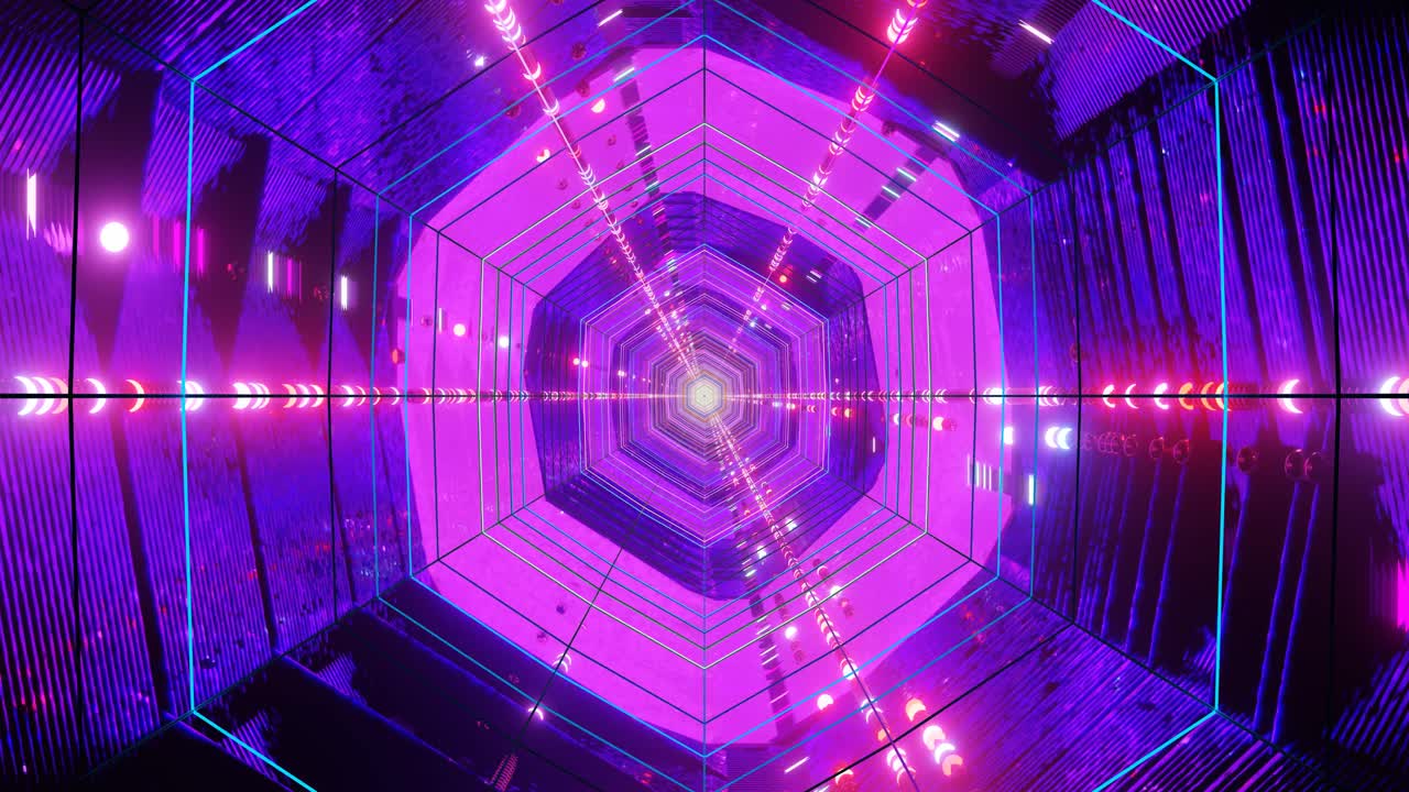 Dynamic visuals unfold in a vibrant tunnel filled with radiant colors and light patterns, creating an engaging atmosphere perfect for relaxation or inspiration. The loop seamlessly captivates viewers