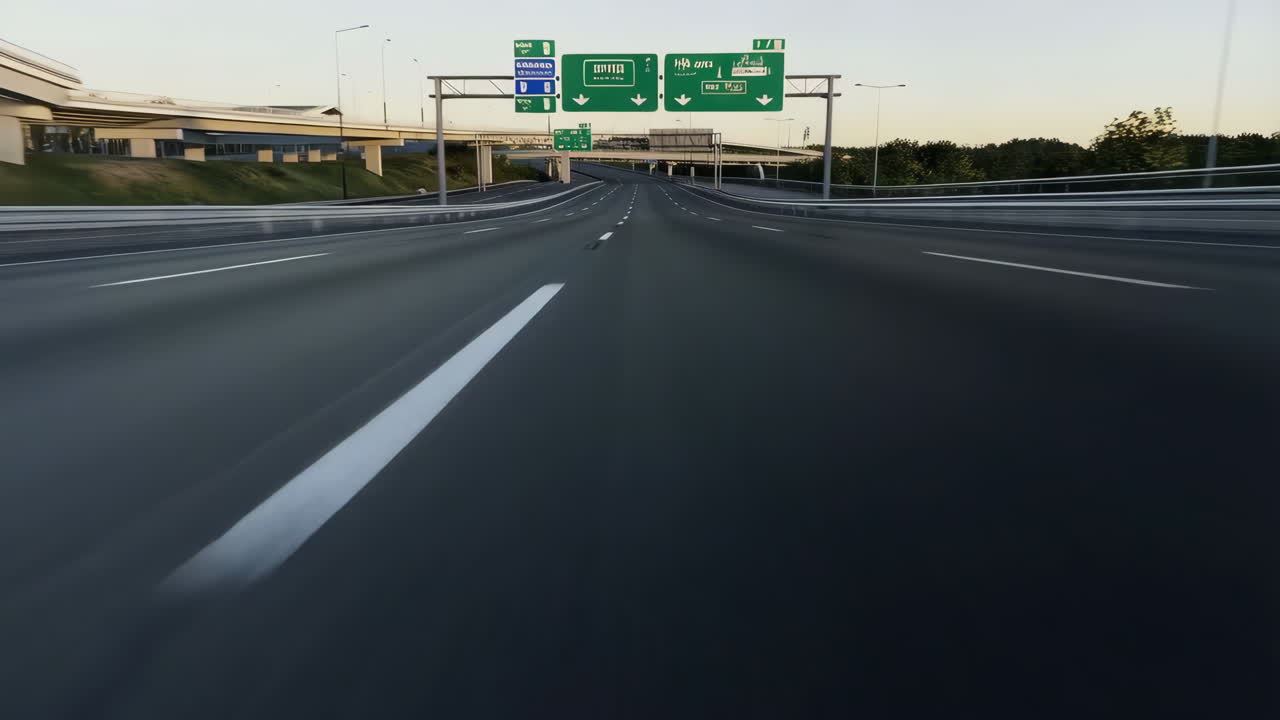 Empty Highway and Interchange at Daytime