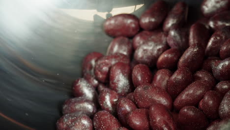 processing red beans in an industrial machine