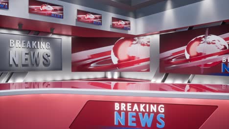 modern red news studio
