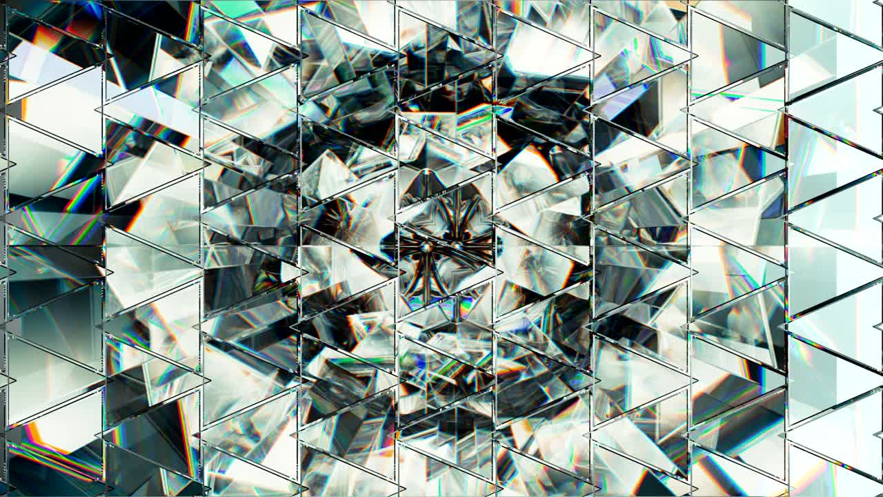 vidrio de diamante brillante o caleidoscopio que gira en bucle sin costuras.